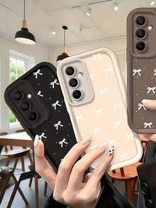 1 buah Casing Ponsel Motif Pita Putih Lucu, Kompatibel dengan Perangkat Android, Latar Belakang Hitam Motif Pita Kecil dan Titik-titik, Casing Ponsel Pelindung TPU Lembut Tahan Guncangan dan Anti Jatuh, Cocok untuk Anak Perempuan dan Wanita, Manis dan Cantik, Bingkai Kulit Hitam, Casing Pelindung TPU Lembut Tahan Guncangan, Kompatibel dengan Ponsel GALAXY, HONOR, dan lainnya - Hitam - View 5