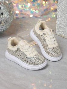 Infant Fashion Sneakers Casual Versatile Slip-On Sequin Baby Walking Shoes - Rose Gold - View 6
