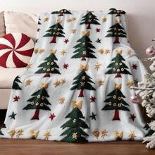 1pc Personalized Christmas Tree Popular Design Pattern Blanket - Comfortable And Warm Digital Print Knitted Blanket, Suitable For Napping, Sofa, Office, Camping, Multi-Purpose Gift, Suitable For All Seasons - Multicolor - View 8