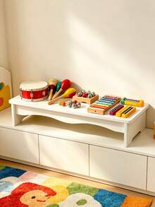 White Baby Nursery Organizer Shelf With Cutout Drawers, Desktop Storage Rack For Diapers Towels And Baby Care Essentials, Christmas Thanksgiving Gifts - Multicolor - View 10