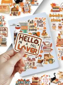 50pcs Bookish Aesthetic Stickers-Fall Nature Vibes-Perfect For Skateboards, Journals, Phone Cases, Water Bottles, And Party Gifts - Multicolor - View 6