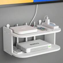 1pc Wall-Mounted Router & WiFi Organizer Rack - Cable Management Holder For Modem, Set-Top Box & TV Accessories | Space-Saving Decorative Storage Design, Ventilated | No Drilling Installation, Create Tidy Home/Office Layout, Practical Organizer - Multicolor - View 14
