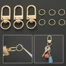 112pcs/150pcs KC Golden DIY Jewelry Making Parts Set, Zinc Alloy Rotating Keychains, Open Jump Rings, U-Shaped Keyrings, Open Rings, Suitable For DIY Keychains, Jewelry Accessories Making, Phone Earphone Chain Connectors, Dog Leashes, Keyring Open Rings, Metal Snap Clasps, Doll Hanging Hooks And Other Accessories - Door Buckle & Jump Ring - View 8