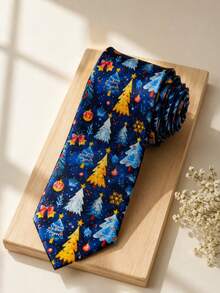1pc Unisex Christmas Tree Design Necktie, Suitable For Christmas Holiday Use - Multicolor - View 9