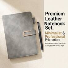 2 Pieces Set (1 Notebook+1 Pen),A5 Vintage Leather Buckle Notebook, 200 Pages, Thick And Durable Business And Office Note Diary, Suitable For Office And Study, Highly Attractive High-End Holiday Gift School Supplies - 5A - View 6