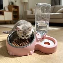 Pet Bowl Set, Includes Water Dispenser And Stainless Steel Bowl, Suitable For Cats And Small Dogs, Blue - 500ml - View 2