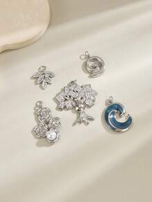 2pcs Stainless Steel Pendants Money Tree Maple Leaf Wave Flower Pearl Style Gold Silver Color Optional Suitable For DIY Jewelry Making Necklace Keychain Phone Chain Earring Bracelet Accessories And Other Jewelry Crafting - Multicolor - View 3