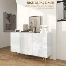 Modern Luxe High Gloss Sideboard, With Hairpin - White On-Site - 1 - View 4
