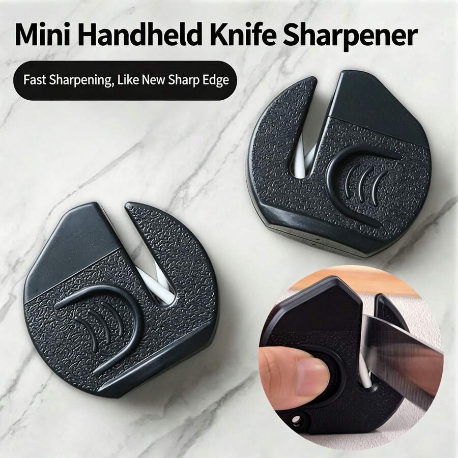 1/2pcs Mini Portable Knife Sharpener, Handheld Pocket-Sized Kitchen Knife And Scissors Sharpening Tool
