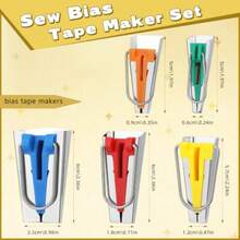 5 Sizes Bias Tape Maker For Sewing Quilting, Upgraded Quilt Binding Tool,Bias Tape Maker Kit, Including Patchwork Fabric, Overlock Stitches, Quilting Sewing Accessories, Suitable For DIY Craft Binding Tools - Multicolor - View 3