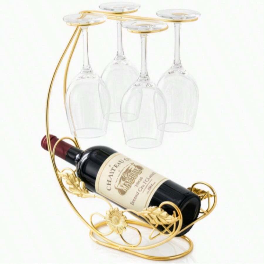Modern Wrought Iron Wine Rack, Vertical Hanging Display, Desktop Wine Glass Storage, No Installation Required, Vintage Metal Wine Rack, Suitable For Home, Restaurant, Or Bar Décor.