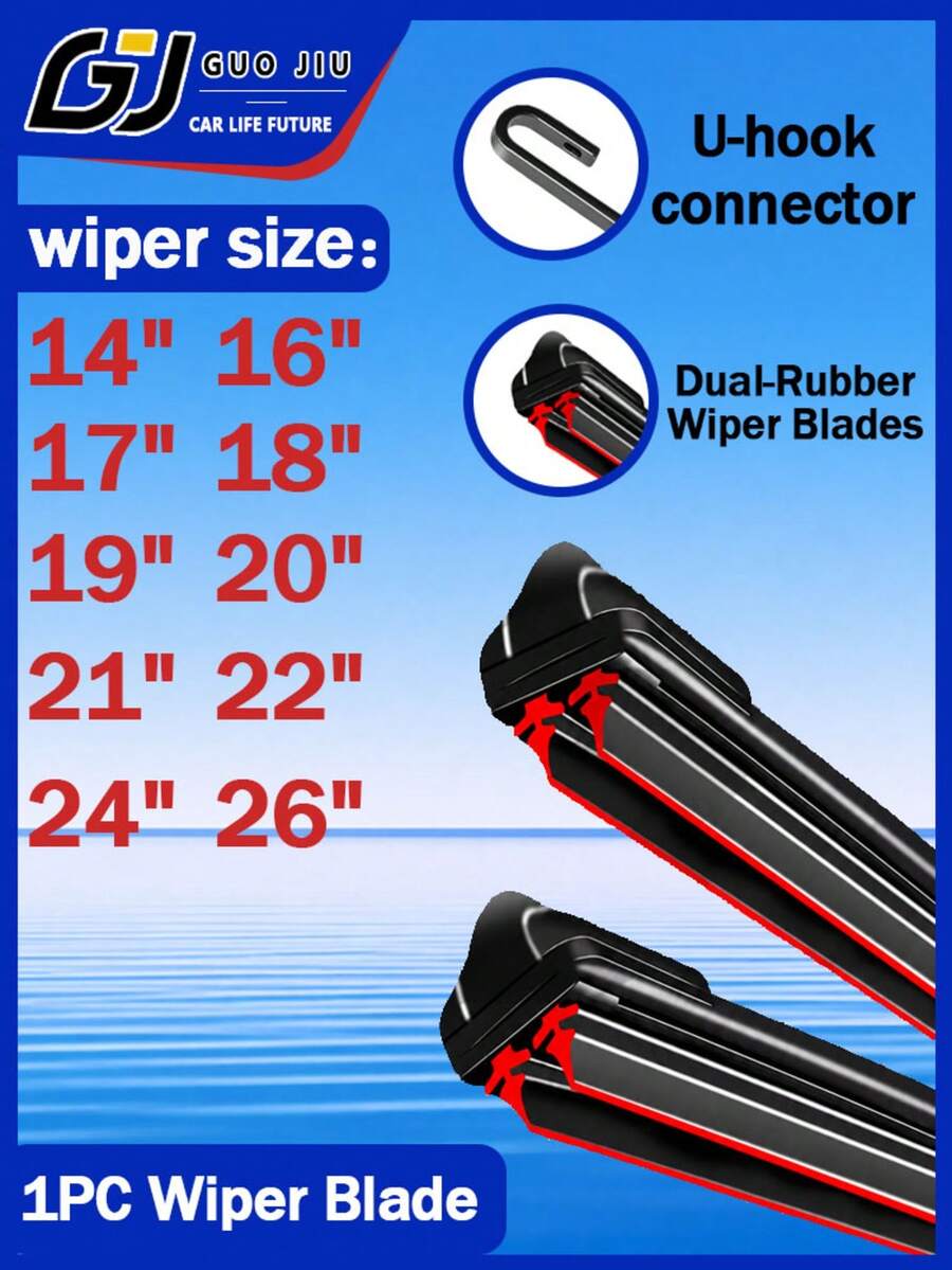1pc Double Rubber Strip Windshield Wiper Blade 14"-26" Car Wiper Soft Bone Wiper Front Windshield Wiper High Definition Quiet Wiper