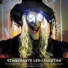183 Cm Life-Size Halloween Witch Hanging Decoration, With Glowing LED Eyes, Spooky Halloween Decor, Indoor Party Accessory, Battery-Powered. - View 7