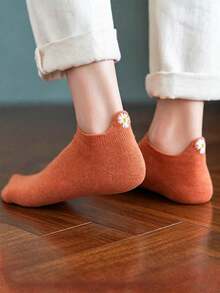 3/5/10 Pairs Fashionable And Comfortable Women's Short Socks, Japanese Design With Daisy Pattern, Suitable For Spring And Summer, Perfect Warm Christmas Gift, New Year Essential, And Valentine's Day Surprise. 1 Pair - Multicolor - View 5