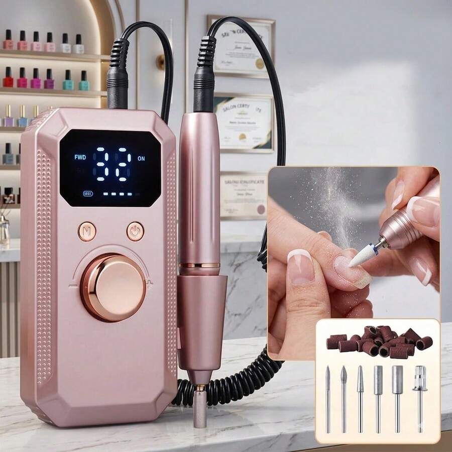 20,000 RPM Rechargeable Electric Nail File, Professional Portable Acrylic, Gel Nail And Polishing Grinder With 11 Sanding Bands, Cordless Design, Suitable For Salon And Home High-Speed Tool, Great Gift For Women
