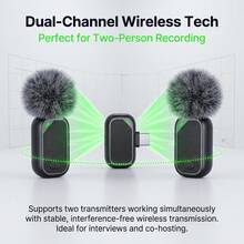 HITOZON Wireless Lavalier Microphone For IPhone And Android Devices, Smart Noise Cancellation, 24-Hour Battery Life With Charging Case, Suitable For Video Recording And Vlogging - Black - View 3