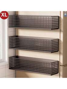 Basket Refrigerator Storage Rack, Laundry Room Organizer Rack, Storage Rack With Hanging Board Accessories, Suitable For Refrigerator, Microwave, Washing Machine, Refrigerator Storage, Refrigerator Storage, Refrigerator Magnetic Basket, Heavy Duty Structure, Home Storage Rack, Storage Basket. - Multicolor - View 3