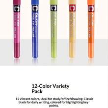 12 Warna Pulpen Gel Cair, Pulpen Tinta Warna-warni untuk Menggambar, Mencoret-coret, dan Penggunaan Kantor - Set - View 4