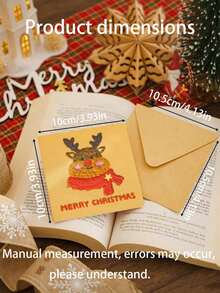 6pcs/Set - Santa Claus Kraft Paper Envelope Card Set, Featuring Christmas Tree, Wreath, Snowman, Reindeer Elements, Suitable For Christmas Party, Party Decoration, Holiday, Birthday, Invitation, Wedding, Email And More - View 4