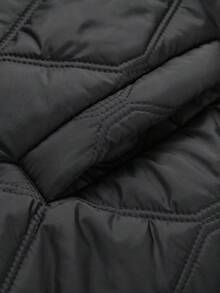 Men's Diamond Quilted Aviator Jacket, Ribbed Baseball Collar Zip-Up Lightweight Padded Outerwear, Casual Long Sleeve Jacket Suitable For Autumn/Winter Daily Wear - Black - View 7