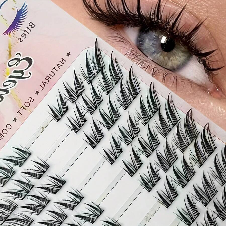 Cluster False Eyelashes Fox Cat Eye Style Natural Makeup Suitable For Cosplay And Anime Style Fluffy And Delicate Single Strand Natural Long Faux Mink Hair Dense And Fine False Eyelashes - D - View 1