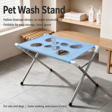1pc Foldable Pet Bathing Stand (60*40*33cm), Portable Elevated Pet Bathing Rack With Breathable Mesh Surface, Suitable For Dog And Cat Bathing, Blow Drying And Grooming, Suitable For Large, Medium And Small Dogs And Cats, Stable Fixed Pet Bathing Accessory - 60*40*33cm - View 9