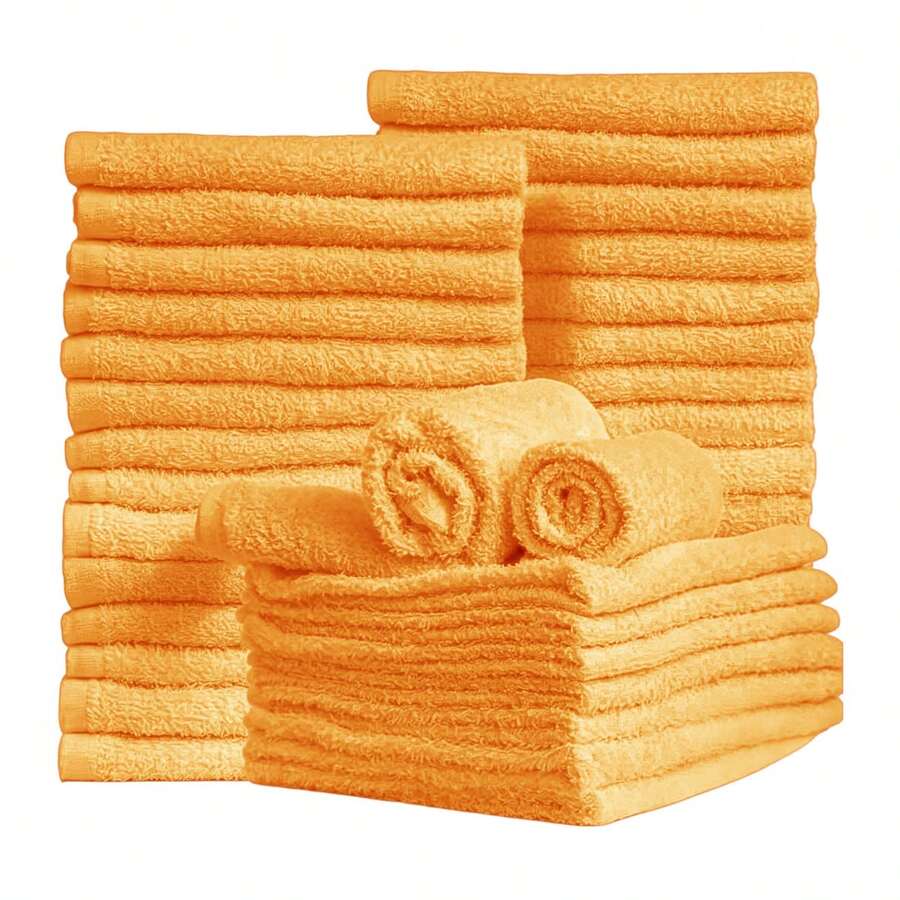 Face Towels 6/12/24/48pcs, Ultra Soft Skin-Friendly Sensitive Skin Face Cloths, 10x10/12x28 Inch Small/Large Size, Reusable Washable Makeup Remover Cloths, Easy Rinse Multi-Color Facial Cleansing Towels - Yellow - View 1