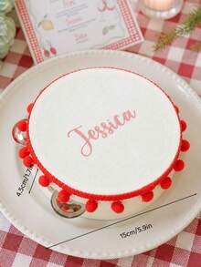 Custom Name 6 Inch Wedding Handheld Tambourine Personalized Colorful Pom Pom Trim Fringe, Bohemian Single Row Metal Jingles For Dopamine Summer Wedding, Bridal Shower, Reception, Party & Dancing (Drumstick Not Included) - Multicolor - View 5