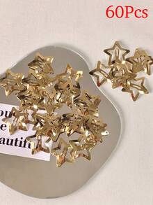 120Pcs Girls Hollow Star Pattern Gold‑Tone Metal Hair Clips, Anti‑Slip Grip Y2K Style Snap Barrettes For Kids Daily Party Hairstyle Decoration - Gold - View 7