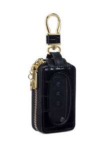 Vintage Business Multifunctional Car Key Protective Bag Unisex, Crocodile Pattern PU Mirror Transparent Window Car Key Protective Bag, Casual Portable Small Car Key Storage Bag Key Ring Holder, Creative Gift/Men's Gift/Women's Birthday Gift/Husband Gift - Multicolor - View 16