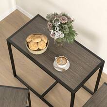 Dining Table And Chairs Set 2, Dining Room Sets, Rectangular Space Saving Table And 2 Chairs Compact Kitchens, Steel Frame, On-Site - Grey + Engineered Wood - View 8