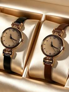 Women's Vintage Quartz Watch, Suitable For Students, High Cost-Performance Luxury British Style Small Dial Women's Watch - Brown - View 4