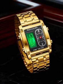 VA VA VOOM Brand New Men's Dual Display Watch, Stainless Steel Band, Luminous Digital + Pointer Quartz Dual Movement, Alarm, Stopwatch, Calendar, Day Of The Week, Luminous Multi-Function Men's Watch - Dual-display Style - View 4