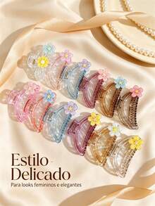 pacote com 12 piranhas de Cabelo Elegante Grande 9cm Acessório Feminino Delicado - modelo 3 - Visão 7