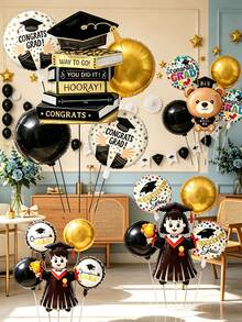This Set Includes A Classic Square Graduation Cap, A Stack Of Books And A Graduate-Shaped Balloon, Perfect For Adding A Sense Of Ceremony To Graduation Ceremonies, Teacher Appreciation Dinners Or Class Reunions - View 1