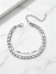 1pc Men Bracelets, Stackable Chain Bracelets, Figaro Chain Detail, Simple Retro , For Men Daily Party, Gift For Valentine's Day & Birthday - Bracelet - View 5