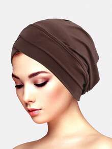 3pcs Women's Double Crossed Stretchy Beanie Hats, Base Layer Hat Scarf Headgear, Suitable For Daily Use Sleep Bonnet,Holiday,Festival - Multicolor - View 30