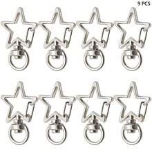 9pcs Star-Shaped Rotating Keychain Hooks, Suitable For Car Keys, Lanyards, Bags, Wallets, Gifts And DIY Crafts - 5-star Buckle With Tail - View 10