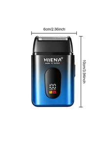 HIENA Portable Electric Shaver For Men, Reciprocating Foil Razor With Digital Power Display, USB Rechargeable Cordless Beard Trimmer, Mini Pocket Travel Shaver, Men Grooming Tool, Ideal Gift For Him - Black Blue - View 3