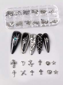 12-Grid Box Punk Y2K Dark Style Alloy Combination, Halloween, Halloween Decorations, Halloween Accessories - Grey - View 1