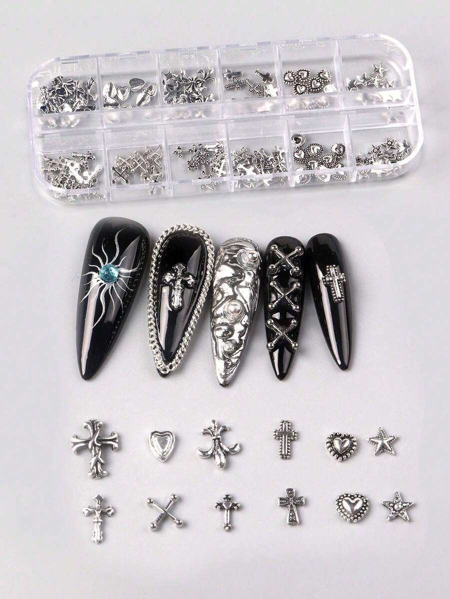 12-Grid Box Punk Y2K Dark Style Alloy Combination, Halloween, Halloween Decorations, Halloween Accessories - Grey - View 1