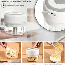 10s Quick Electric Garlic Chopper, USB Rechargeable Wireless Mini Food Processor, Stainless Steel Blade, Waterproof, Easy To Clean, Portable Garlic, Ginger, Vegetable, Meat, Nut, Baby Food Processor, Home Travel Kitchen Tool - Multicolor - View 7