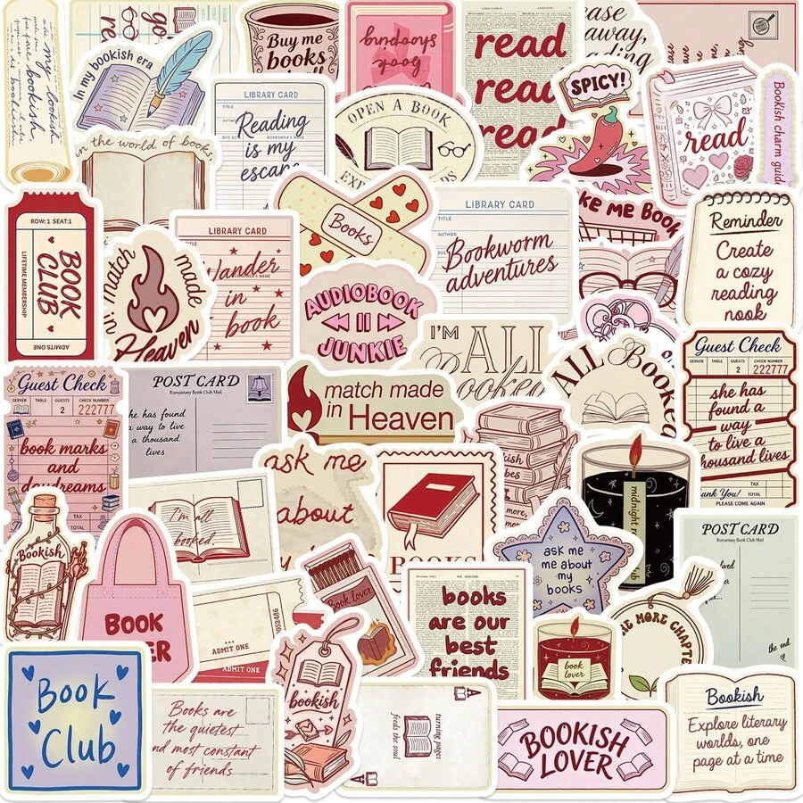 somoving 50pcs Cute Pink Girl Doodle Stickers Waterproof Decorative Decals For Books, Water Bottles, Computers, Headphones - Multicolor - View 1