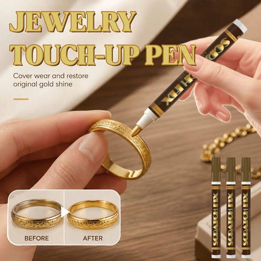 Color Touch-Up Pen, Repair Pen, Paint Touch-Up Pen, Covers Jewelry Surface Wear, Fading And Scratches, Restores Gloss. Smooth And Even Ink Flow, Suitable For All Accessories. Home DIY Jewelry Repair Tool, Easily Fixes Faded Imperfections, Restores Old Jewelry To A Bright Texture - Rectangle - View 1