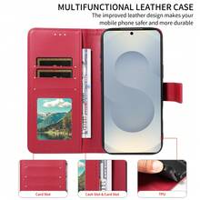 1pc Embossed Wallet Case Compatible With Apple 17 Pro Max, A57, Note 15 PRO, Artificial Leather Protective Shell (Global Version, Not Local Model) - Red - View 6