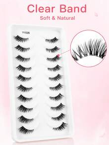 10 Pairs Half Lashes Cat Eye Lashes Slant Fly Style Fake Lashes Naturally Curl, Slim, Soft, And Elongated At The End Of The Eye. Enlarged Double Eye Eyelash Grafting Can Be Reused. Daily Commuting Makeup Is Portable And Suitable For Various Occasions - View 6