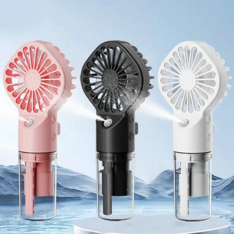 مروحة رذاذ محمولة قابلة للشحن - مروحة مرطب صغيرة بشحن USB بسعة 800mAh، مناسبة للسفر والاستخدام الخارجي، مروحة محمولة، مروحة صغيرة، مع رذاذ رذاذ - متعدد الألوان - مشاهدة 1