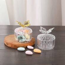1/4‑Pack Elegant Butterfly‑Shaped Gilded Candy Gift Boxes With Transparent Lid , Multi‑Occasion Packaging And Display Box For Candies And Desserts , Perfect Party Favor Container For Weddings Birthdays Gender Reveal Parties Holidays And Gatherings - Gold - View 1