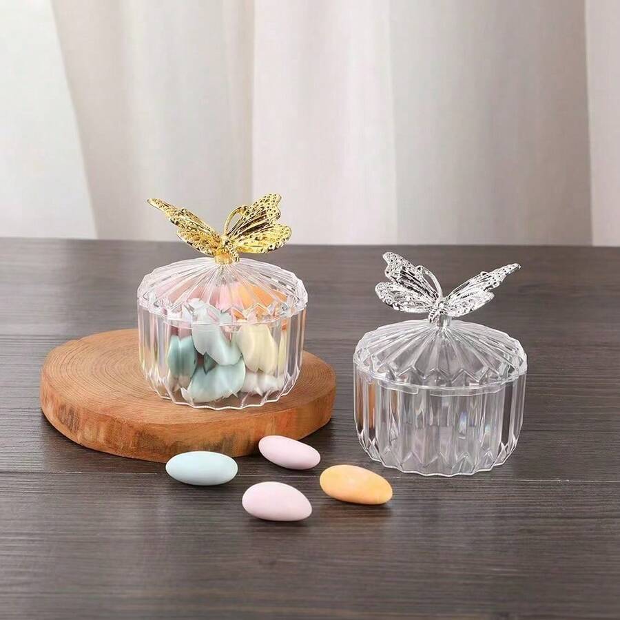 1/4‑Pack Elegant Butterfly‑Shaped Gilded Candy Gift Boxes With Transparent Lid , Multi‑Occasion Packaging And Display Box For Candies And Desserts , Perfect Party Favor Container For Weddings Birthdays Gender Reveal Parties Holidays And Gatherings - Gold - View 1