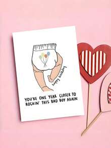 1pc "You're One Year Closer To Wearing Diapers Again" Funny Diaper Birthday Greeting Card With Envelope, Humorous Aging Joke Card, Suitable For Friends, Blank Inside - Multiple Styles - View 1